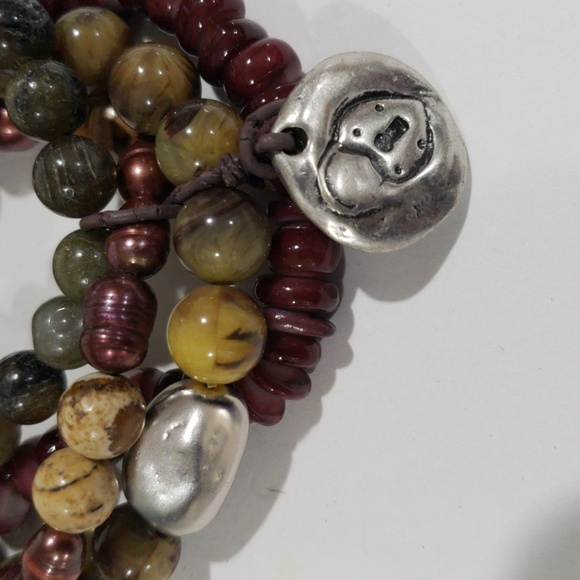 Layered Natural Beaded Stretch Bracelet – Women's Handmade Boho Fashion Jewelry - Picture 4 of 9